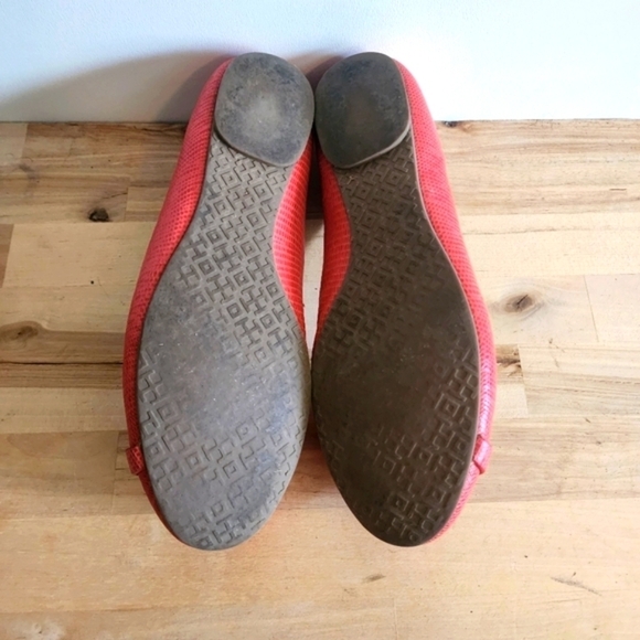 TORY BURCH ORANGE/MELON MINI MILLER LIZARD PRINT LEATHER FLATS SIZE 8 - Picture 6 of 6